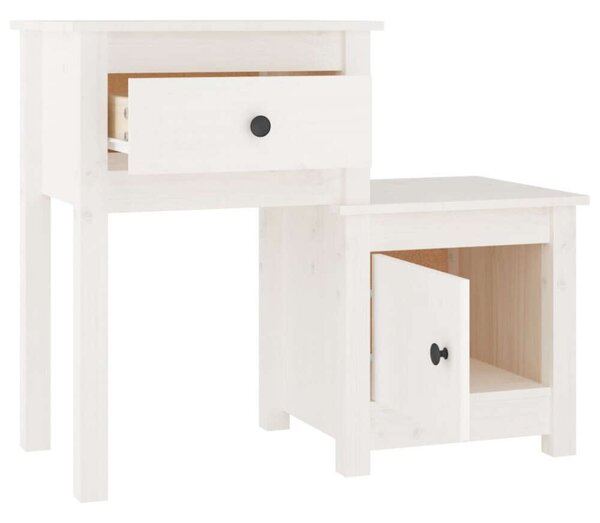 VidaXL Fehér Fenyőfa Éjjeliszekrény Szett - 2 db, 79,5x38x65,5 cm