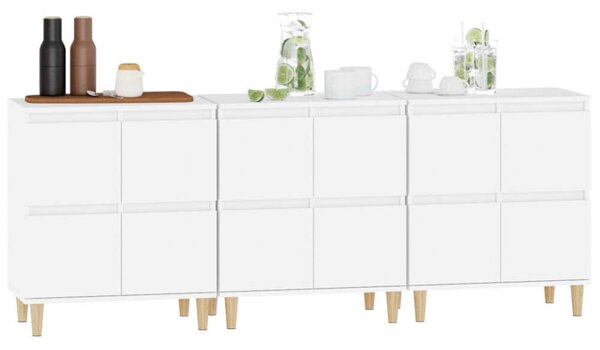 VidaXL Fehér Fa Tálalószekrény Szett - 3 db - 60x35x70 cm