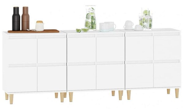 VidaXL Fehér Fa Tálalószekrény Szett - 3 db - 60x35x70 cm