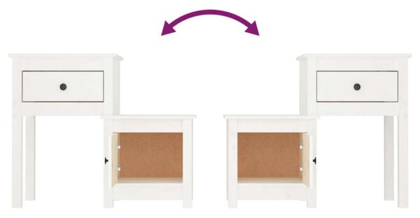 VidaXL Fehér Fenyőfa Éjjeliszekrény Szett - 2 db, 79,5x38x65,5 cm