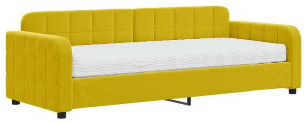 VidaXL sárga bársony heverő matraccal 80 x 200 cm