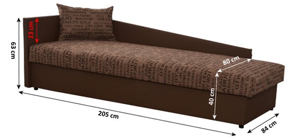 Egyszemélyes ágy (dívány) 80 cm Jeannine (barna) (tárhellyel) (B)