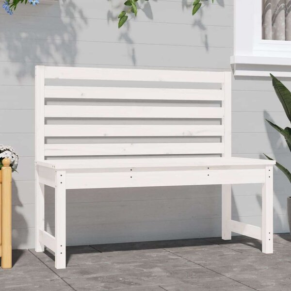 VidaXL Fehér Fenyőfa Kerti Pad - 109 cm