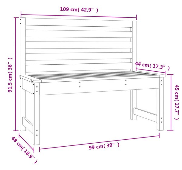 VidaXL Fehér Fenyőfa Kerti Pad - 109 cm