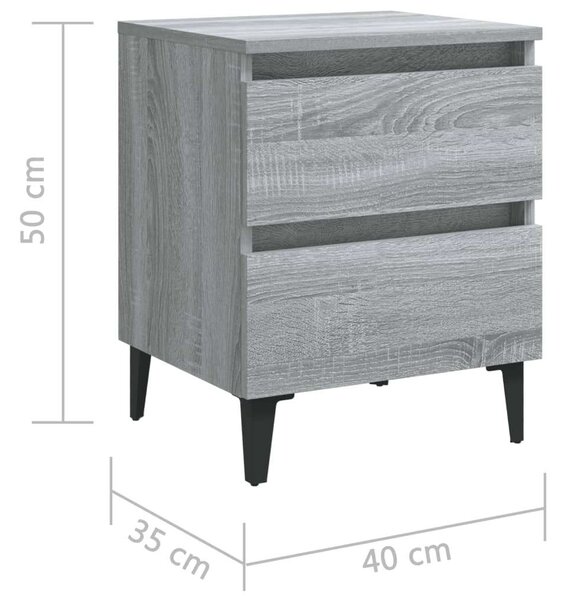 VidaXL Éjjeliszekrény Szett - 2 db - Szürke Sonoma - 40x35x50 cm
