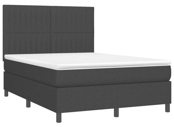 VidaXL fekete szövet rugós és LED-es ágy matraccal 140x200 cm