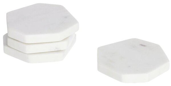 Fehér márvány négy darabos Kave Home Claria poháralátét készlet
