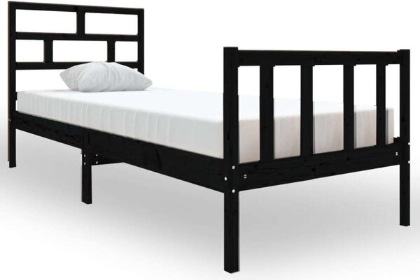 VidaXL Fekete Fenyőfa Ágykeret - 75x190 cm