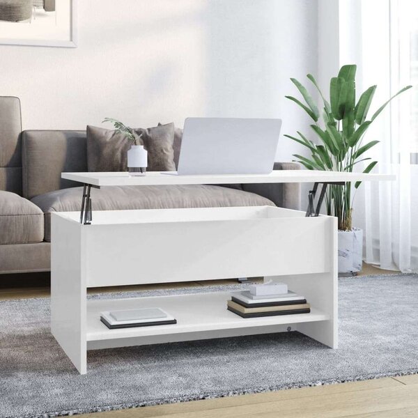 VidaXL magasfényű fehér szerelt fa dohányzóasztal 80x50x40 cm