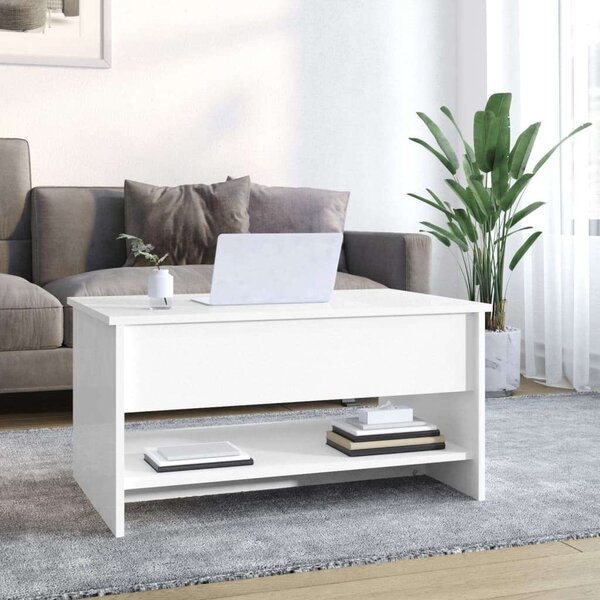 VidaXL magasfényű fehér szerelt fa dohányzóasztal 80x50x40 cm