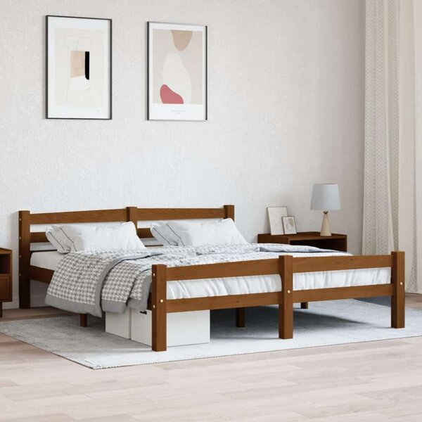 VidaXL mézbarna tömör fenyőfa ágykeret 160 x 200 cm