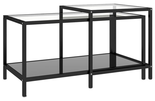 VidaXL Üveg Dohányzóasztal Szett - Fekete - 2 db