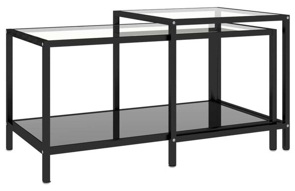VidaXL Üveg Dohányzóasztal Szett - Fekete - 2 db