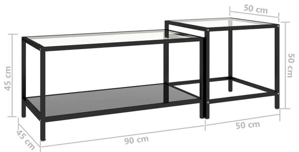 VidaXL Üveg Dohányzóasztal Szett - Fekete - 2 db