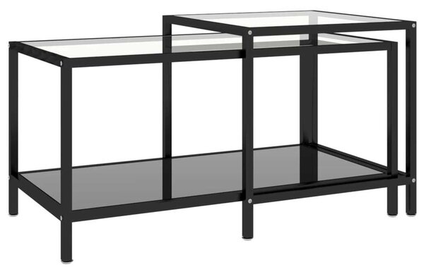 VidaXL Üveg Dohányzóasztal Szett - Fekete - 2 db