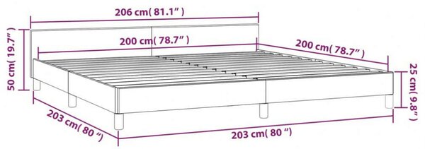 VidaXL világosszürke szövet ágykeret fejtámlával 200x200 cm