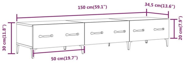 TV-szekrény - Barna Tölgy - 4 Fiók - 150cm