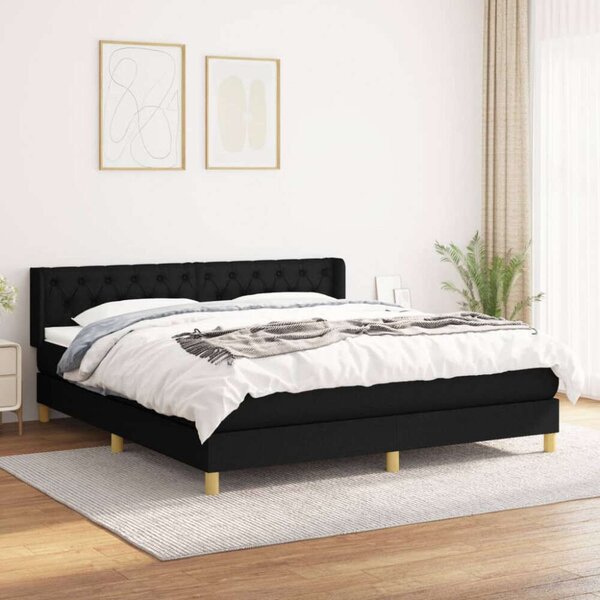 VidaXL fekete szövet rugós ágy matraccal 160x200 cm