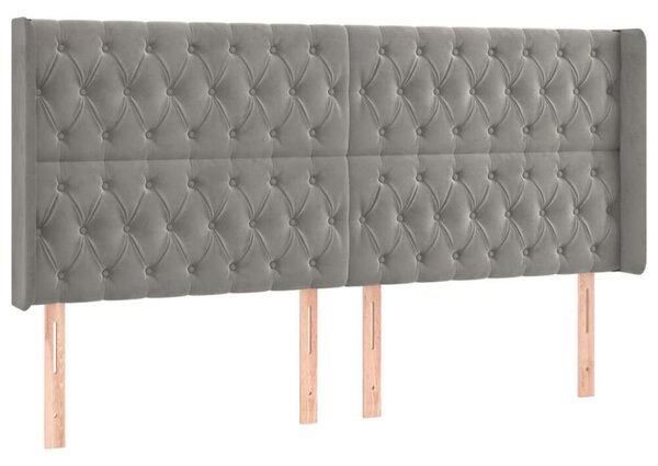VidaXL LED-es Bársony Ágytámlá - Világosszürke - 203cm