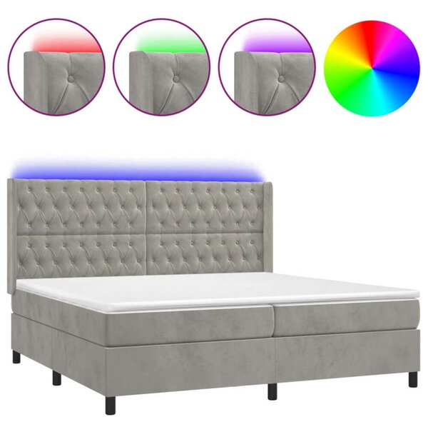 VidaXL LED-es Bársony Ágy - 200x200 cm