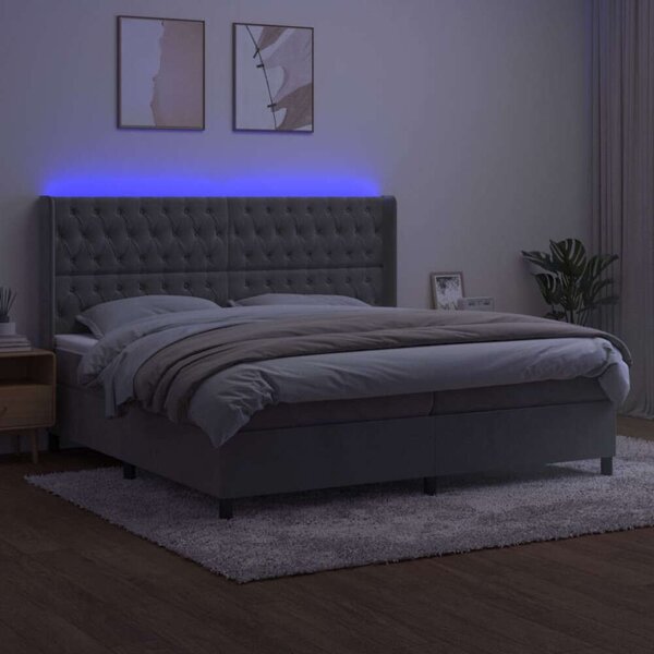VidaXL LED-es Bársony Ágy - 200x200 cm