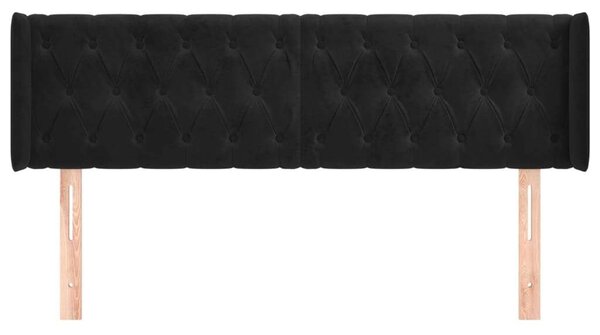 VidaXL Fekete Bársony Ágyfejtámla - 163cm