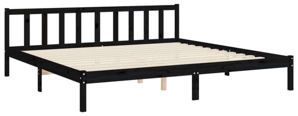 VidaXL Fekete Tömörfa Ágykeret - Fejtámlával - 200x200 cm
