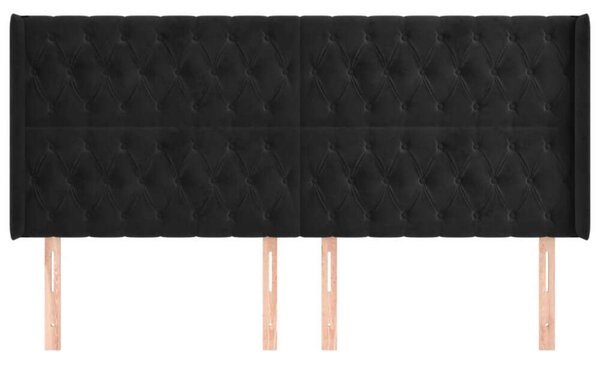 VidaXL Ágyfejtámla - Bársony - Fekete - 203cm