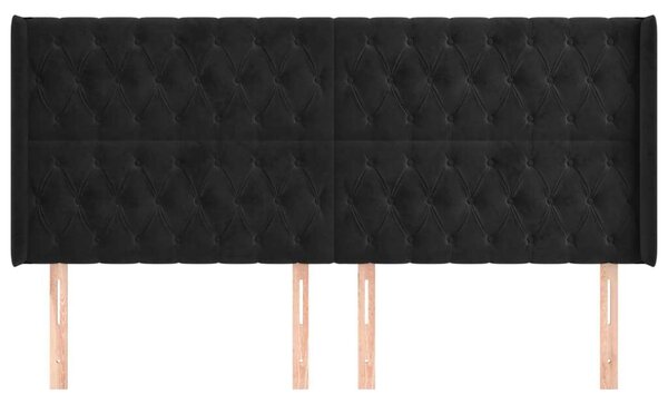 VidaXL Ágyfejtámla - Bársony - Fekete - 203cm