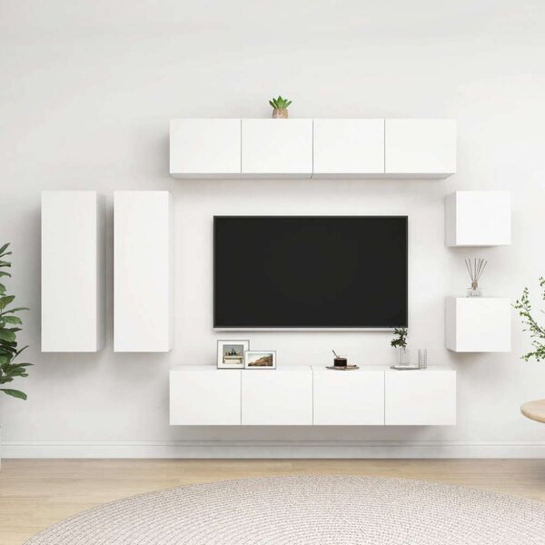 VidaXL 8 részes fehér forgácslap TV-szekrényszett