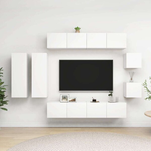 VidaXL 8 részes fehér forgácslap TV-szekrényszett
