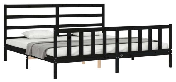 VidaXL Fekete Tömörfa Ágykeret - 200x200 cm