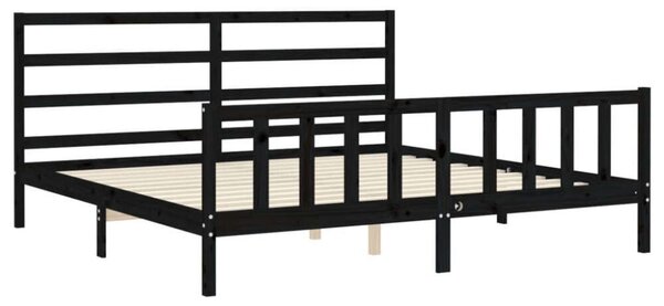 VidaXL Fekete Tömörfa Ágykeret - 200x200 cm