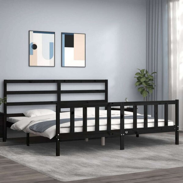 VidaXL Fekete Tömörfa Ágykeret - 200x200 cm