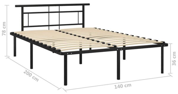 VidaXL Fém Ágykeret - Fekete - 140x200 cm