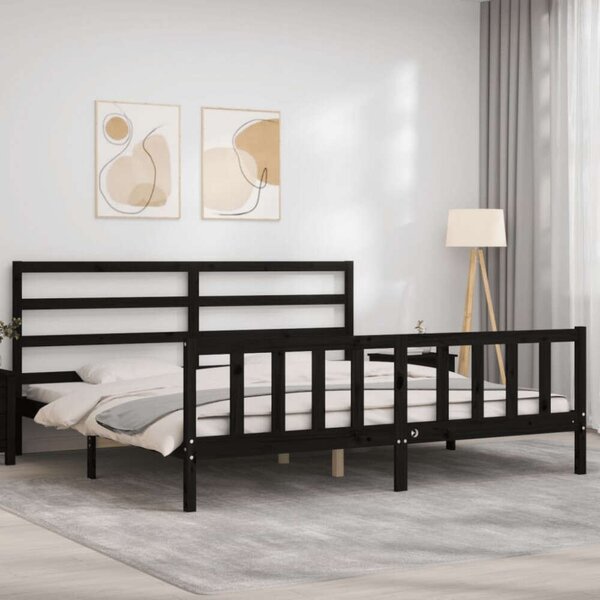 VidaXL Fekete Tömörfa Ágykeret - 200x200 cm