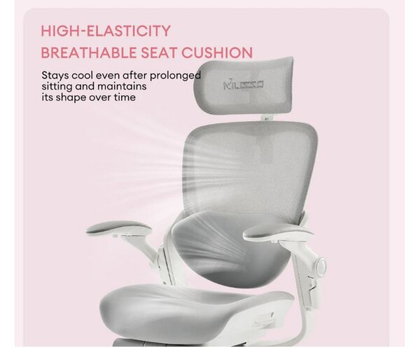 MUSSO E80 ergonomikus forgószék dinamikus deréktámasszal és lábtartóval, szürke