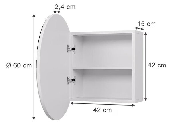 Vicco Loki fehér tükrös fürdőszobai szekrény – 60 × 60 × 15 cm