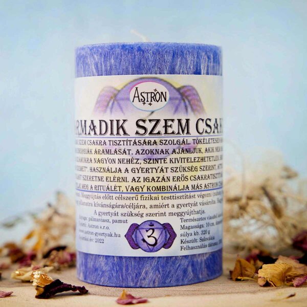 Csakra gyertya - Harmadik szem csakra 10 cm