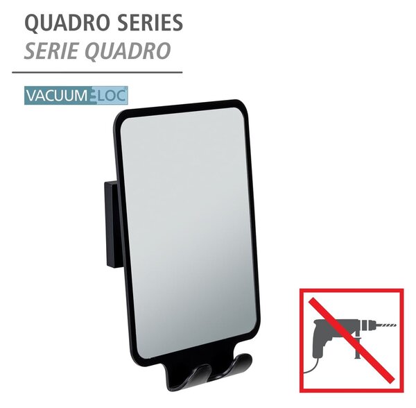 Kozmetikai tükör fogassal 14x19.5 cm Quadro Black – Wenko