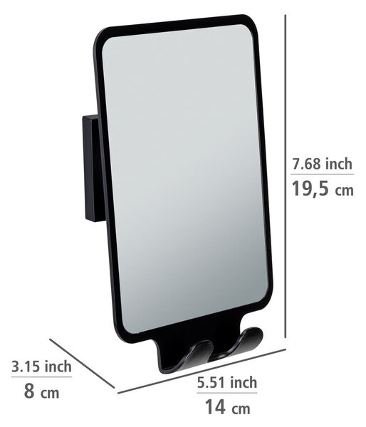 Kozmetikai tükör fogassal 14x19.5 cm Quadro Black – Wenko