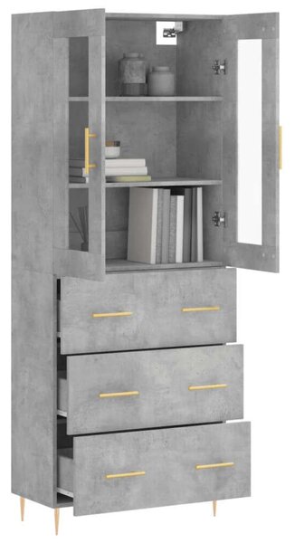 Modern Magas Szekrény - Betonszürke - 69,5x34x180 cm