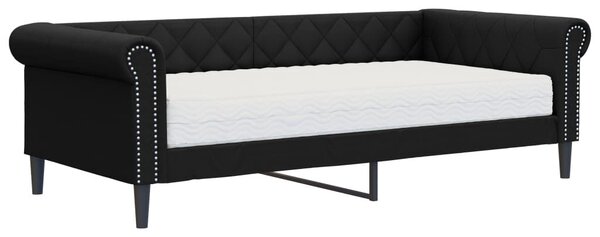 VidaXL fekete műbőr heverő matraccal 90 x 200 cm