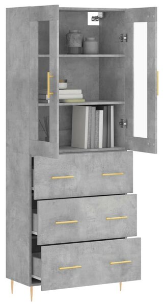 Modern Magas Szekrény - Betonszürke - 69,5x34x180 cm