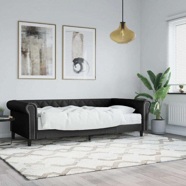 VidaXL fekete műbőr heverő matraccal 90 x 200 cm