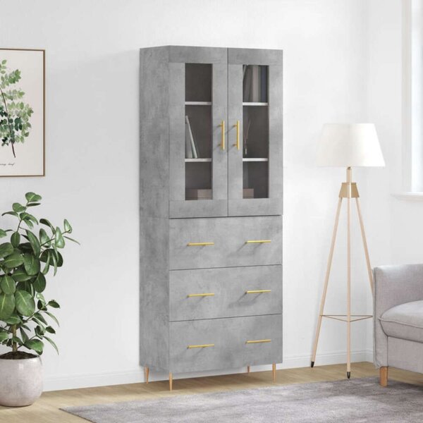Modern Magas Szekrény - Betonszürke - 69,5x34x180 cm