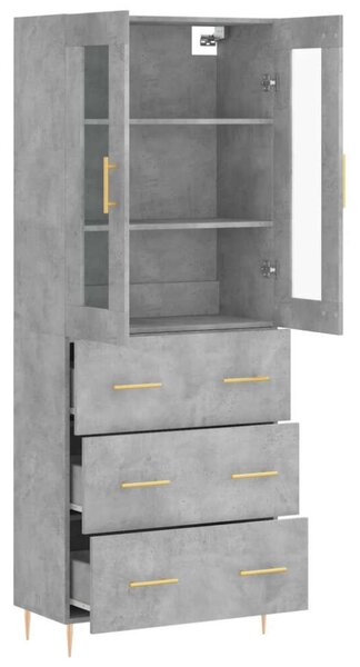 Modern Magas Szekrény - Betonszürke - 69,5x34x180 cm