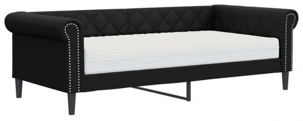 VidaXL fekete műbőr heverő matraccal 90 x 200 cm