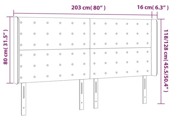 VidaXL fekete műbőr LED-es fejtámla 203x16x118/128 cm