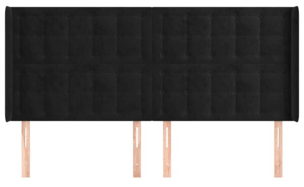 VidaXL Bársony Fejtámla - Fekete - 203cm